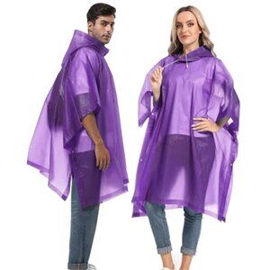 reusable rain poncho waterproof hooded raincoat lightweight travel 2 pack